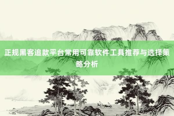 正规黑客追款平台常用可靠软件工具推荐与选择策略分析