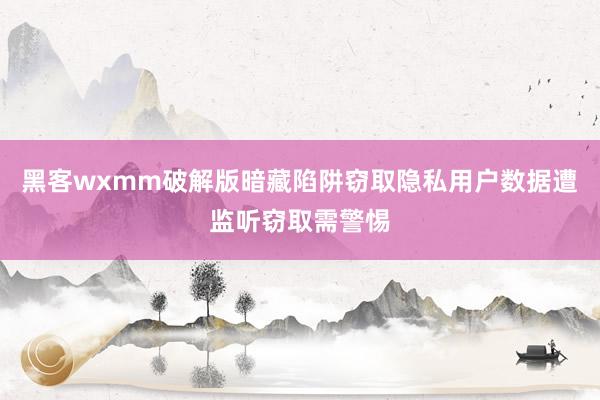 黑客wxmm破解版暗藏陷阱窃取隐私用户数据遭监听窃取需警惕